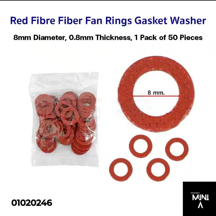 Red Fibre Fan Rings Gasket Washer - 8mm Diameter, 0.8mm Thickness